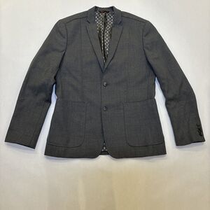 40R Men's Perry Ellis Portfolio Blazer Gray Slim Fit Wool Blend Sport Coat